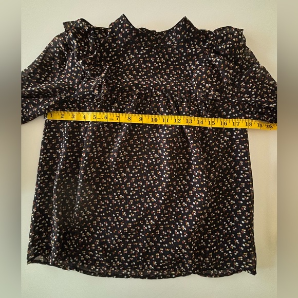 Madewell | Georgette Mockneck Ruffle-Yoke Puff-Sleeve Top | Women's Size XS - Picture 14 of 15